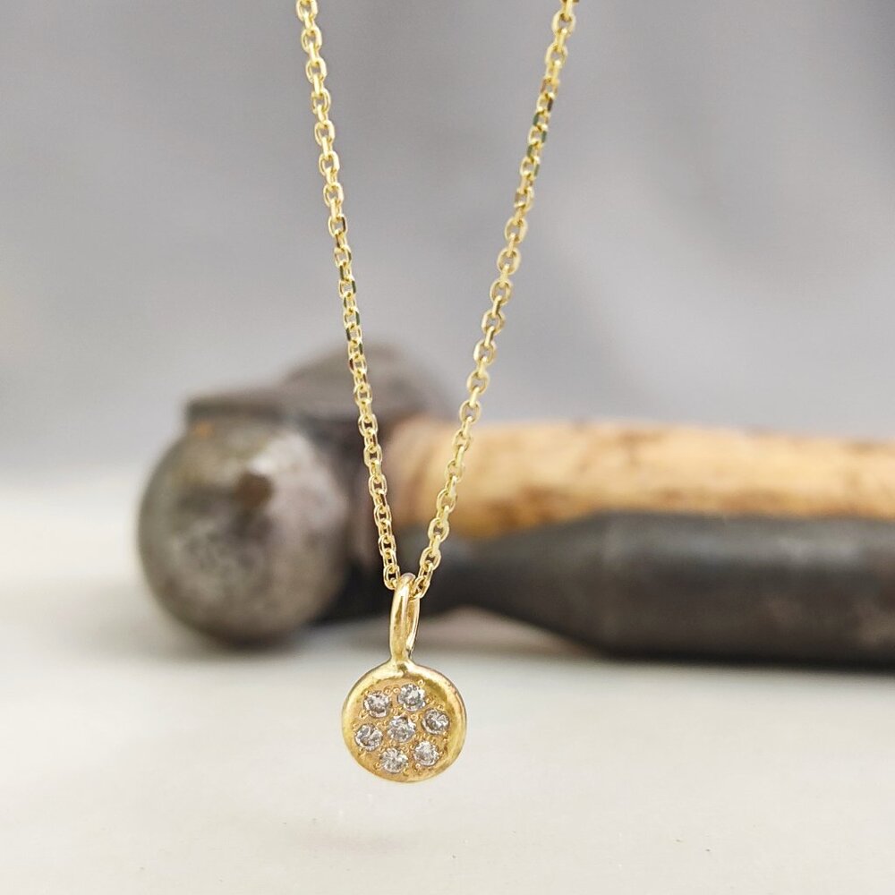 Gold diamonds necklace. 14k solid yellow gold necklace with a 0.07ct diamonds.
